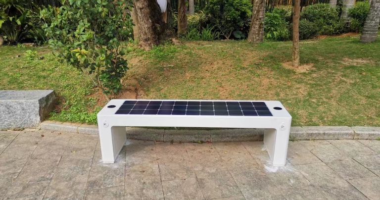 Public Solar Bench at a museum