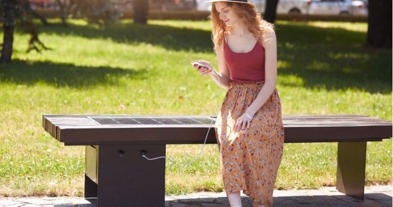 Smart Solar Bench for Outdoor Seating