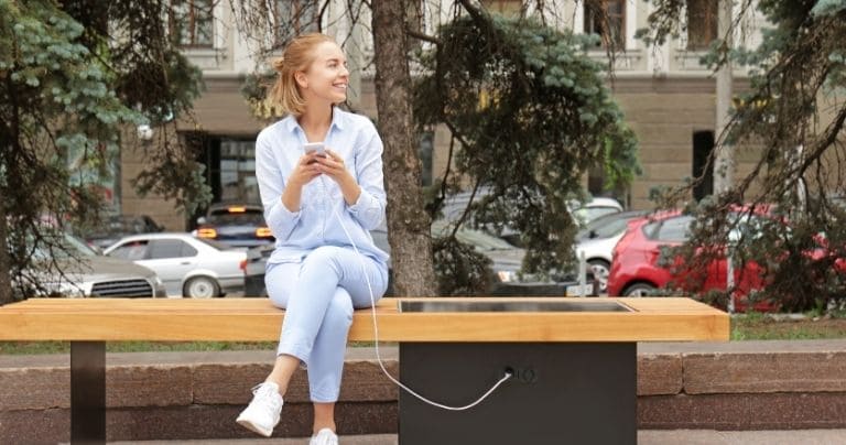 Smart Solar Bench with USB Charging Ports