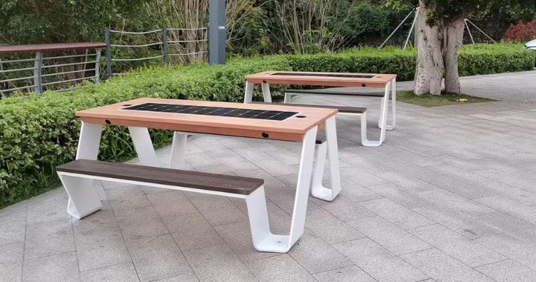 Smart benches in a corporate park