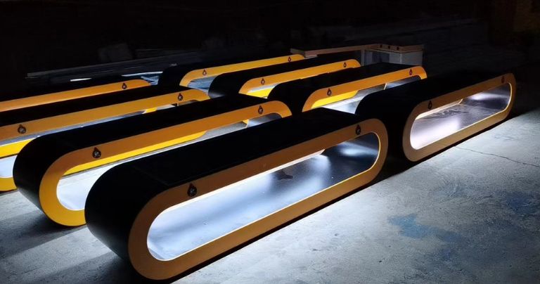 Smart benches with LED lighting for nighttime use