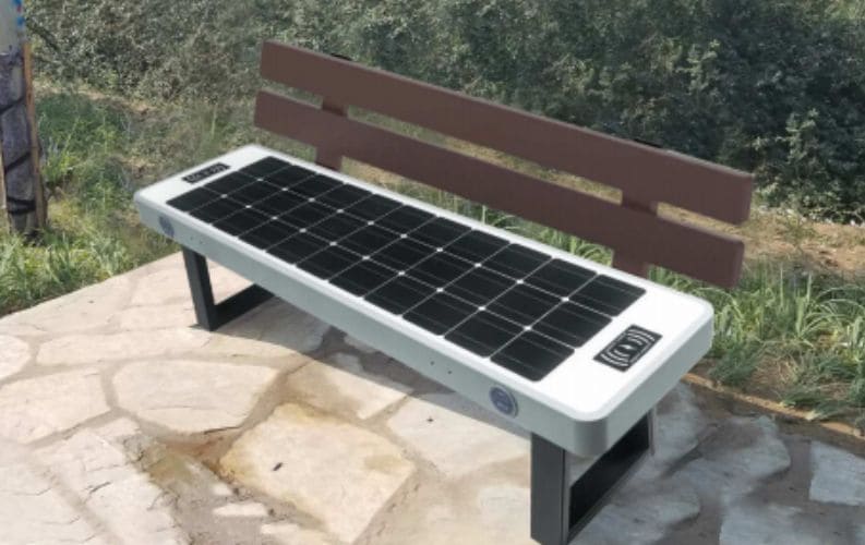 Solar Bench with built-in speakers.