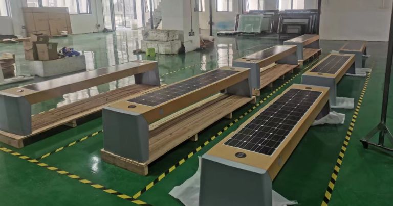 Solar benches in a factory