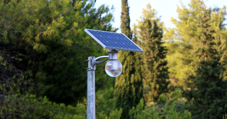 Solar Street Light along a bike trail
