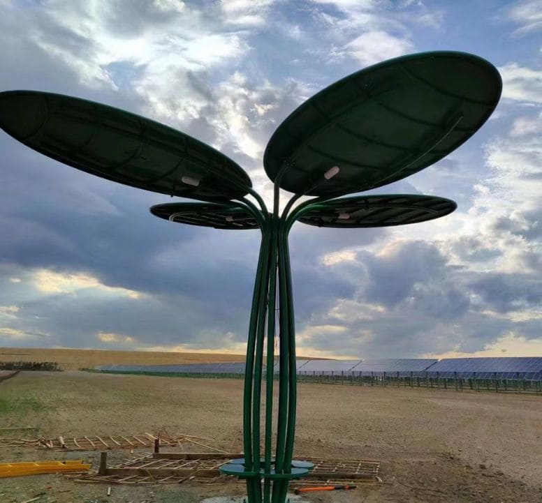 Solar powered tree in a wide field