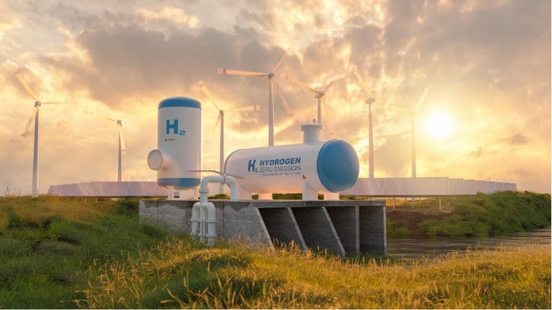 Hydrogen energy production facility scene