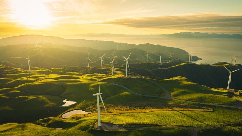 Wind turbines generating power